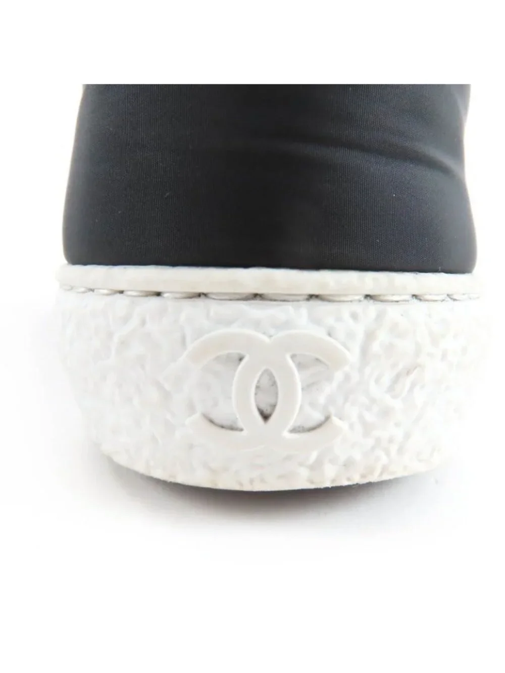 Chanel CC Logo Fabric High Cut Sneakers Black 36 - Picture 8 of 11